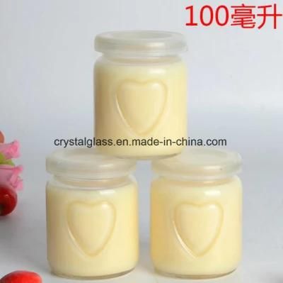 Food Grade 100ml 200ml 250ml Pudding Glass Jar with Plastic Lids