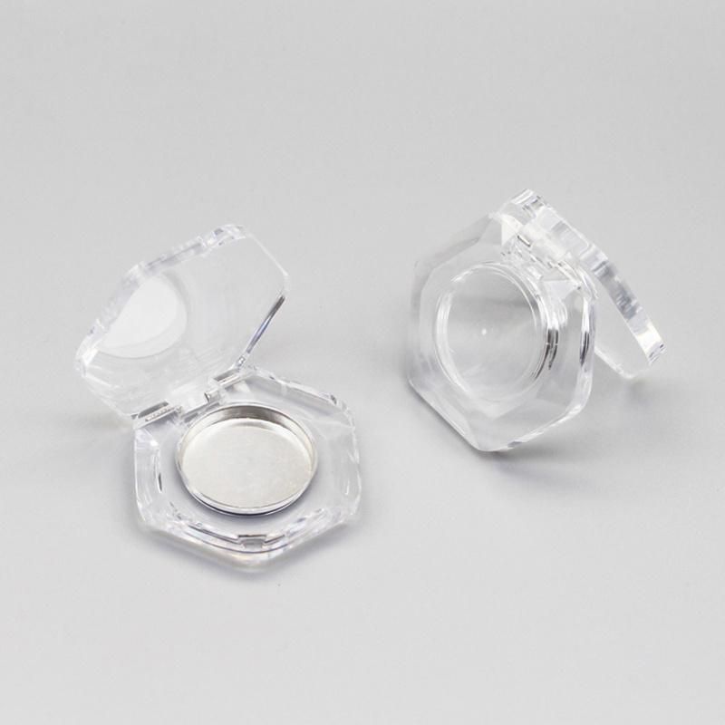 New Design 1.5g Customized Pet Plastic Eye Shadow Case Transparent Empty Eyeshadow with Hexagonal Shape