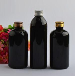 250ml Black Toner Shampoo Watering Pet Plastic Bottle with Aluminum Gold and Silver Screw Cap