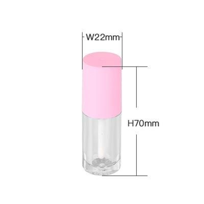 Portable 3ml Cute Pink Top Transparent Tubes Clear Plastic Lip Gloss Packaging Lip Gloss Tubes Pink Lip Gloss Tube with Pink Wands