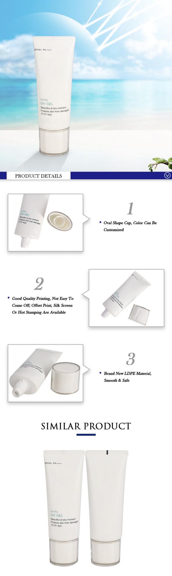 OEM High Quality100ml 50ml Plastic Cosmetic White Soft Tube for Hands or Face