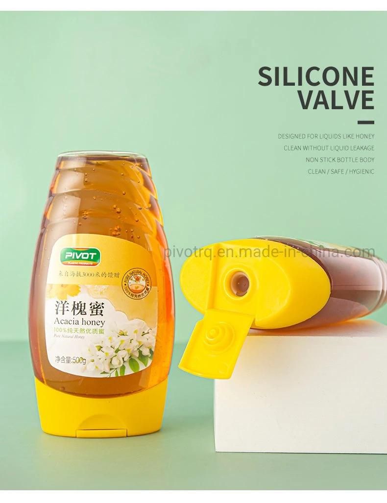 500g Pet Honey Jam Bottle with Silicone Valve for Honey Syrup