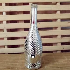 750ml Electroplating Silver Colour Crown Cap Finish Champagne Glass Spirits Bottle