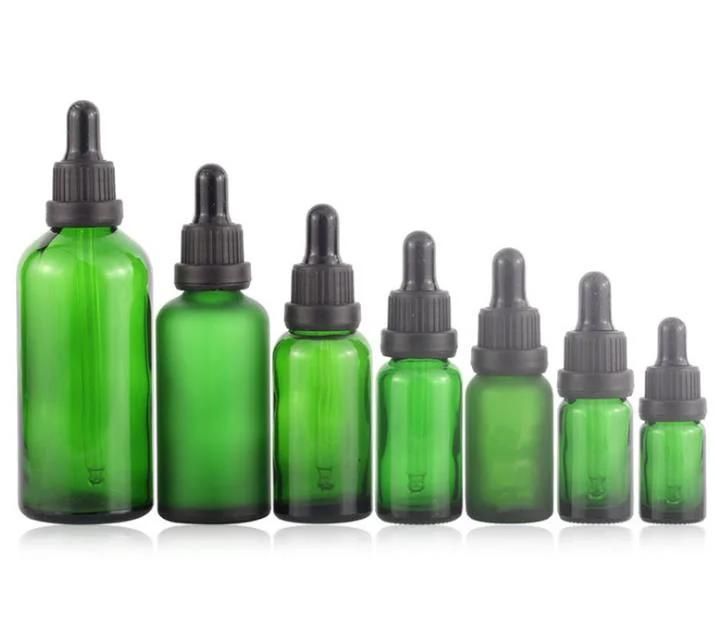 Crystal 30ml 50ml 100ml Green Dropper Glass Bottle for Cosmetic Packing