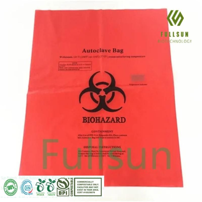 Custom Biodegradable Autoclave Bag Waste Hospital Biohazard Compostable Medical Garbage Bag