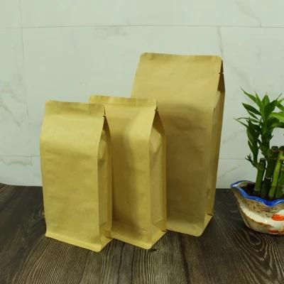 Kraft Paper Quad Seal Food Packaging Bag with Window