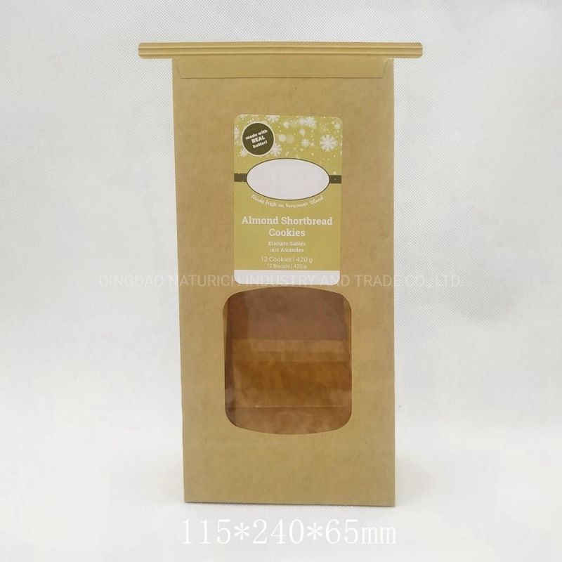 Flat Bottom Gusset Coffee Bean Tin Tie Kraft Paper Bag