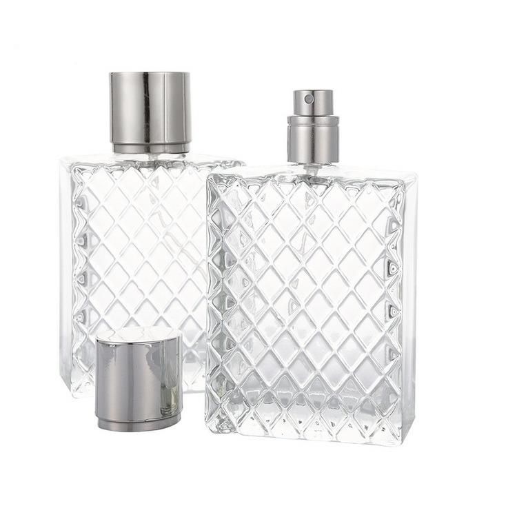 100ml Square Bottle Plaid Shape Glass Bottle Spray Bottle