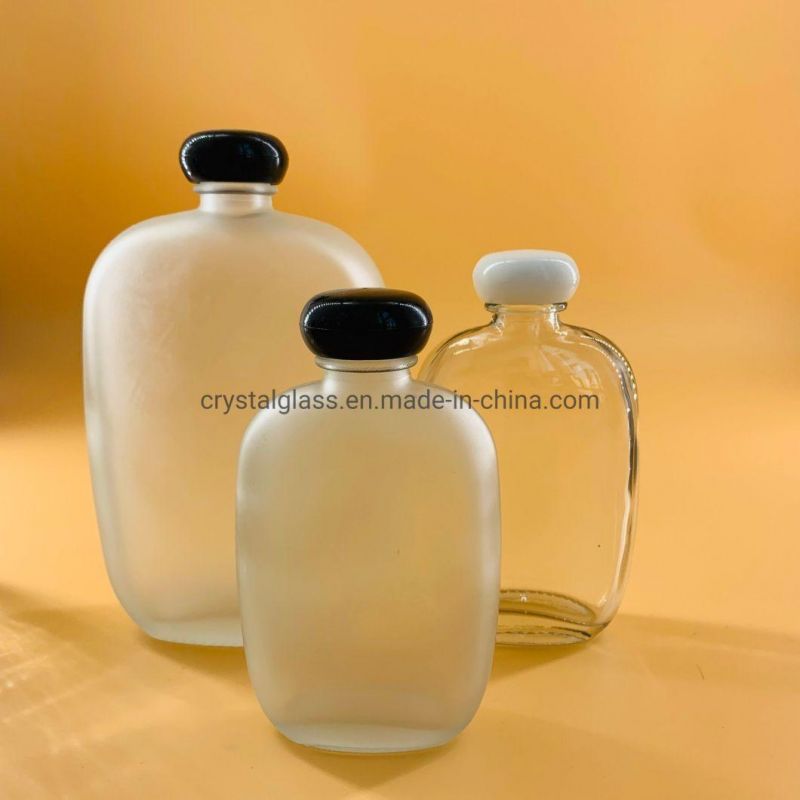 100ml 125ml 250ml 350ml 500ml Beverage Industrial Use Luxury Design Glass Flat Cold Pressed Juice Bottle with Plastic Lid