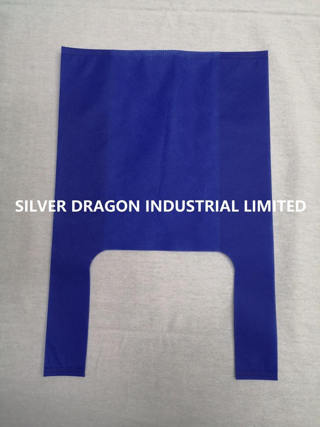 Blue Non-Woven T-Shirt Shopping Bags, Non-Woven Vest Bags, Large Size 32X61X20cm, 50GSM