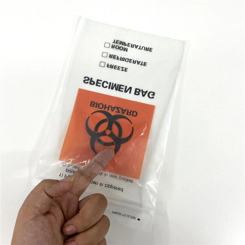 Lab 6" X 9" Specimen Transport Biohazard Bag for 3 Walls or 4 Walls