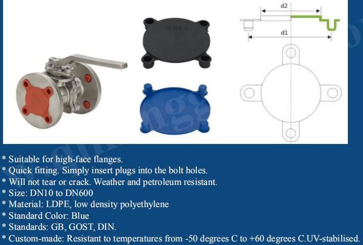 Qiming Plastic Flange Pipeline Protection Plugs Caps Tight Fit From Cleaning and Sand Blasting