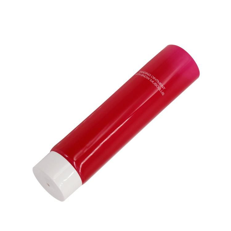 100g Colored Red Tube White Screw Cap Rotating Liquid Custom Text White Silk Screen Tube