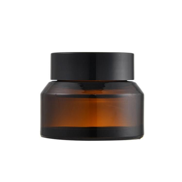 50g Empty Amber Glass Face Cream Cosmetic Jar with Plastic Cap for Skin Cream