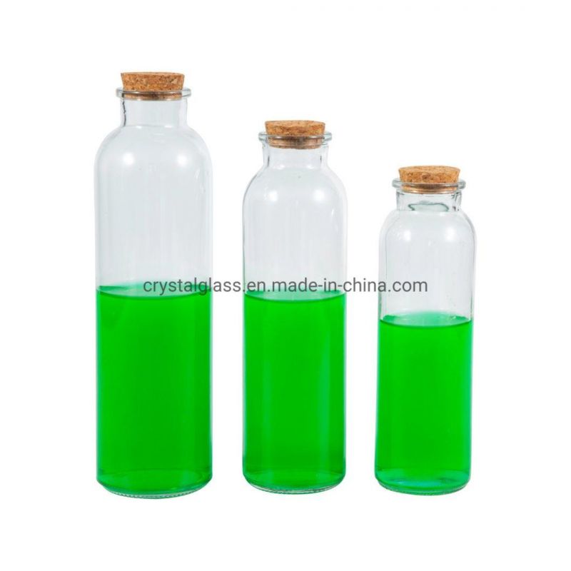 250ml 300ml 500ml Bubble Tea Glass Beverage Bottle with Cork Cap for Cold Pressed Juice Smoothies