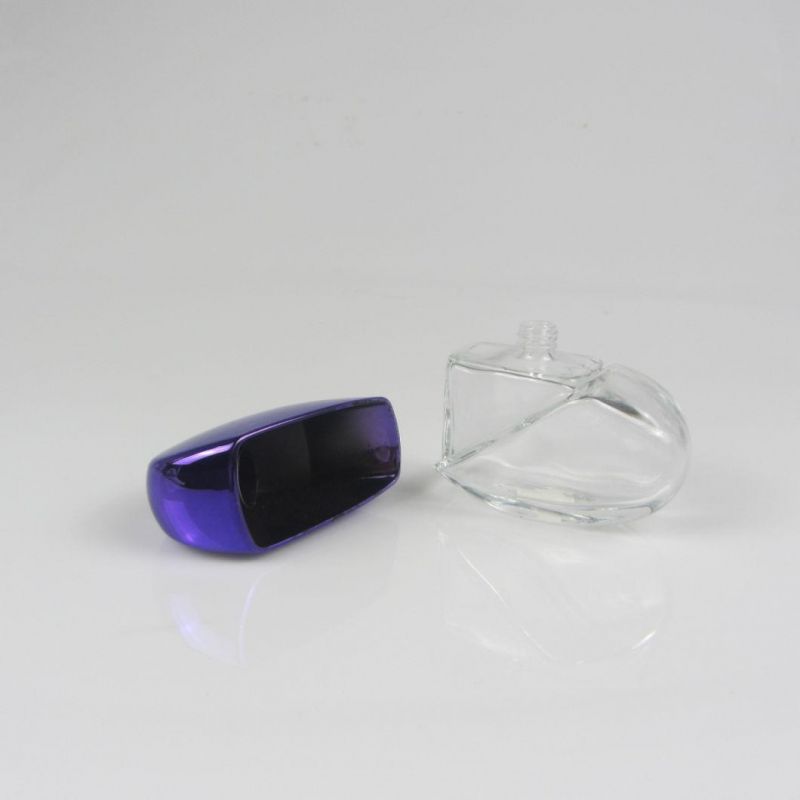 Empty Shiny Blue Heart Shaped Glass Perfume Bottle 50ml