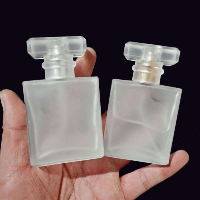 50ml Travel Portable Frosted Square Refillable Bottle Glass Empty Perfume Pump Bottle Spray Atomizer Cosmetic Containers