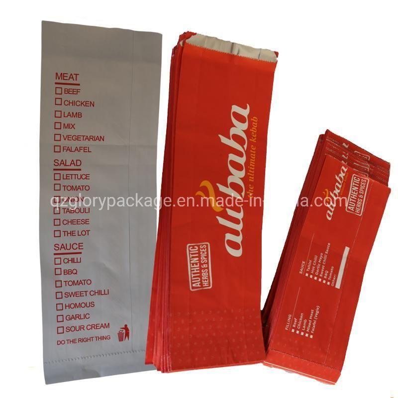 Food Packaging Aluminium Foil Lined Chicken Kebab Paper Bag