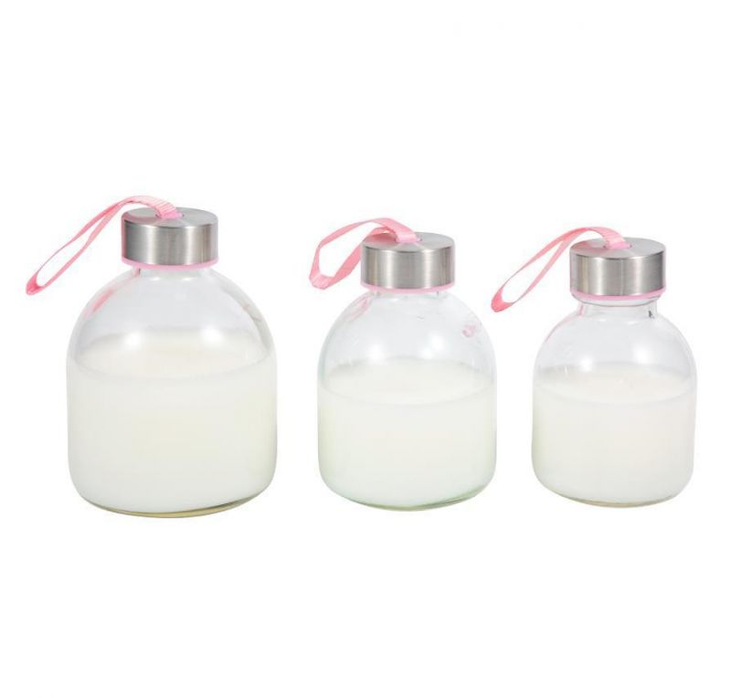 350ml 500ml Round Light Bulb Shape Beverage Glass Bottle with Lid