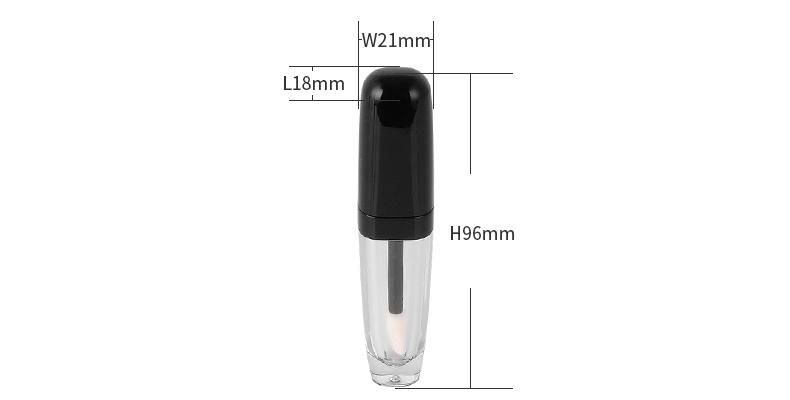 Fashion Stylish 2ml Black Transparent Fashion Lip Gloss Packaging Custom Lip Gloss Container Packaging Black Top Lip Gloss Tubes with Wands