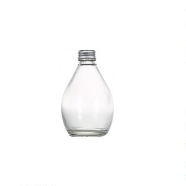 250 Ml Rain Shaped Water Juice Beverage Glass Bottle with Metal Cap