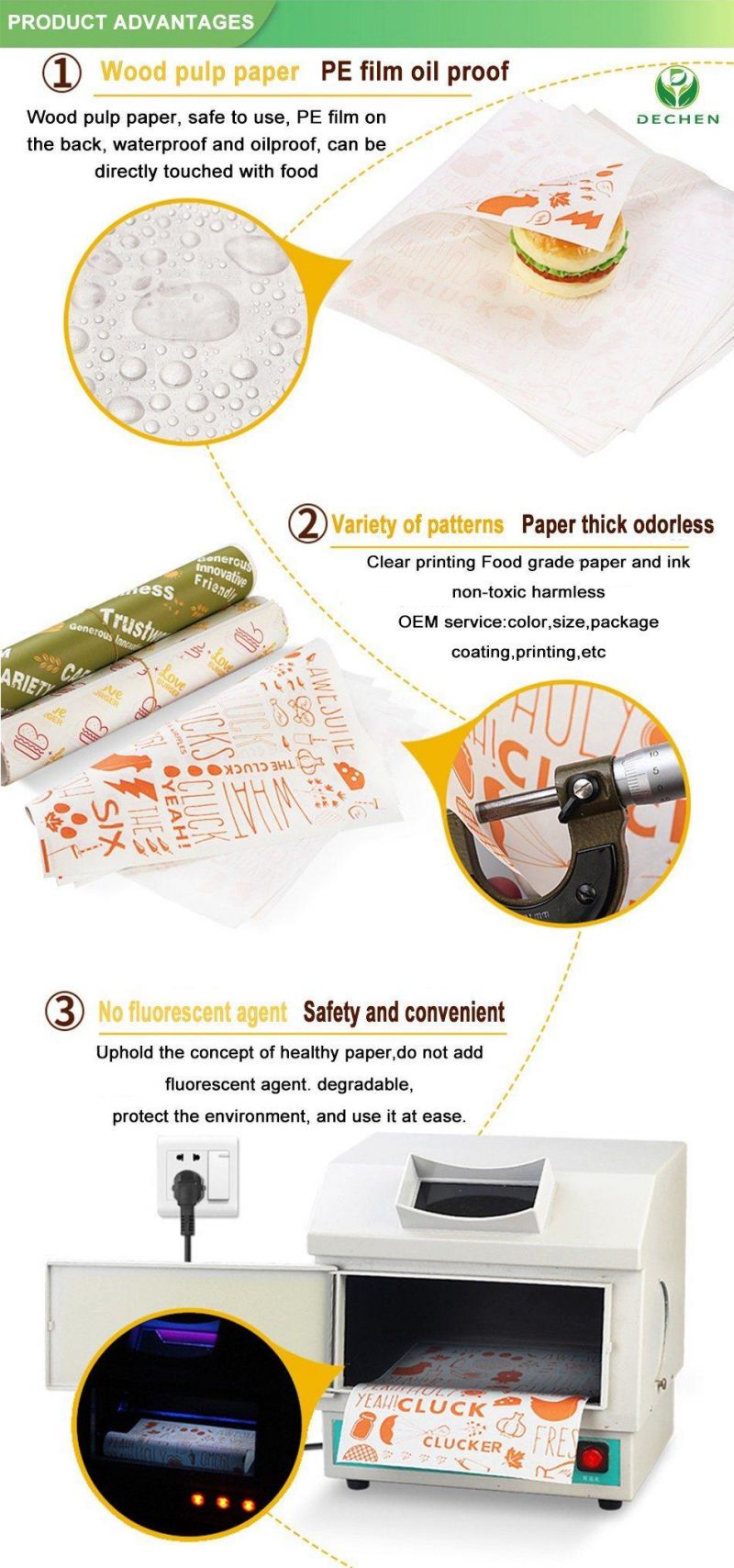 for Hamburg Sandwich Rolls Folding Wrapping Food Paper