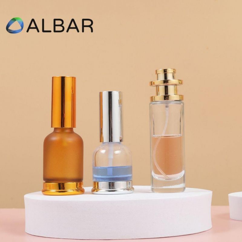 20ml 30ml 50ml Silver and Gold Bottom Perfume Glass Bottles with Customized Caps