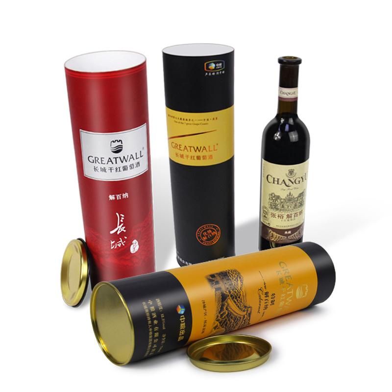 Custom Printed Recycled Wine Packaging Box Cylinder Paper Tube for Whisky Tequila