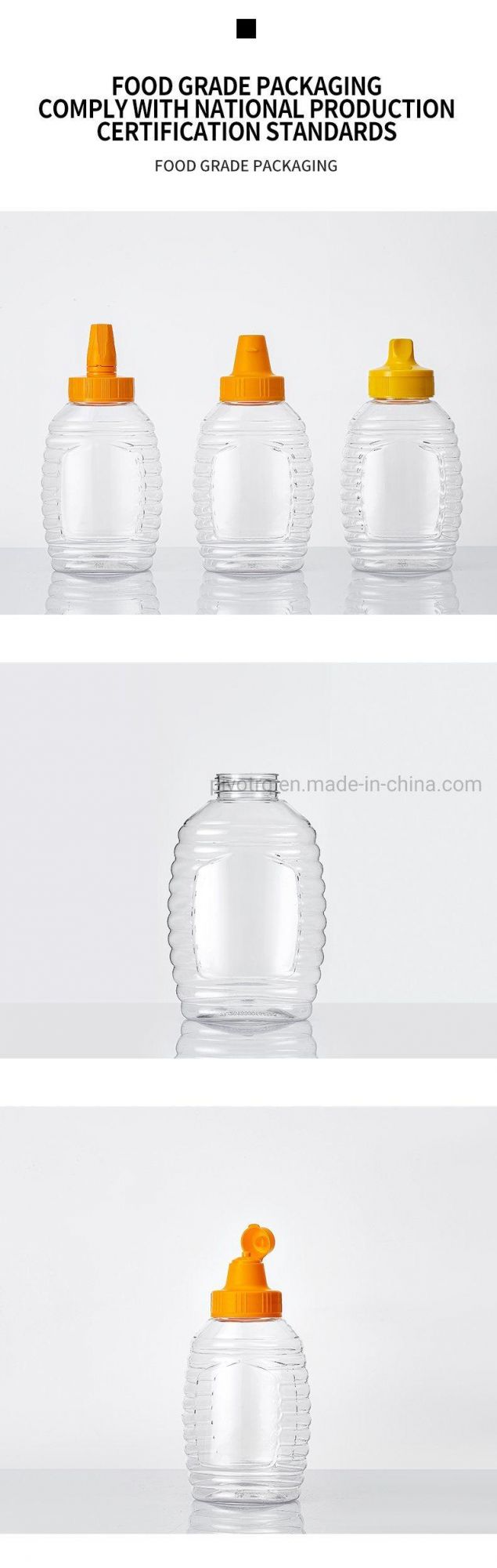 800g 570ml Pet Honey Bottle Plastic for Packing Honey Jams Syrups