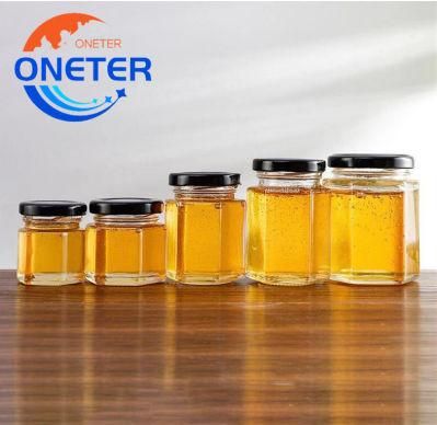 Wholesale Price Hexagon Food Grade Honey Glass Jar Canning with Metal Lid