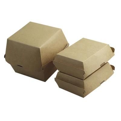 Custom Disposable Kraft Paper Fast Food Hamburger Clamshell Packaging Box