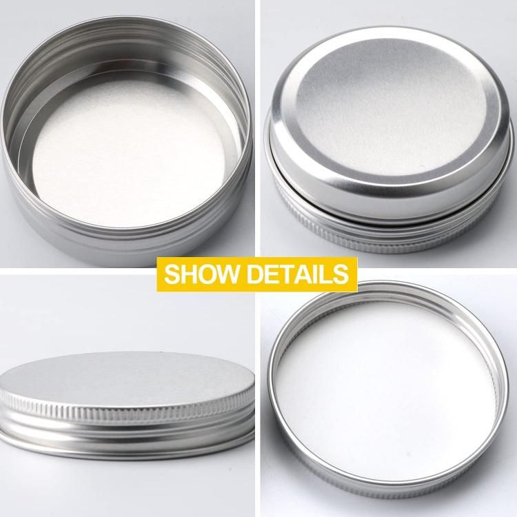 Hot Sale 2oz 60ml Aluminum Metal Tins Cans Cosmetic Cream Lip Balm Container for Candle Cream Crafts Pill with Lids