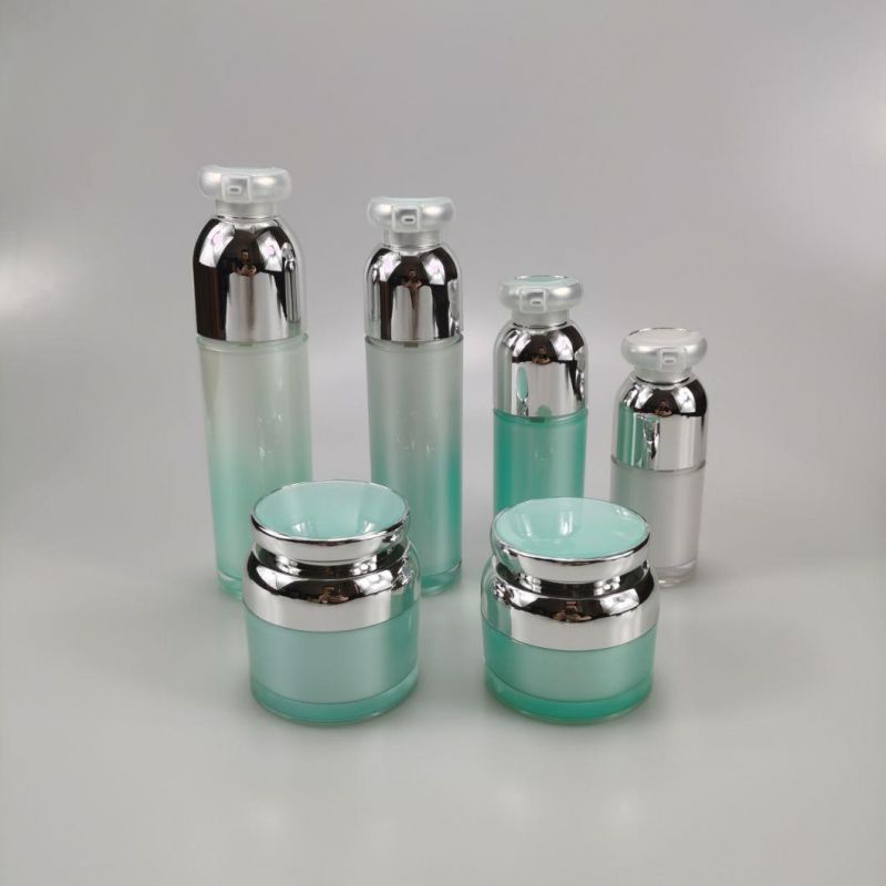 15ml 30ml 50ml 100ml Green Acrylic Airless Emulsion Bottle Vacuum Foundation Bottle Essence Bottle for Cream Serum