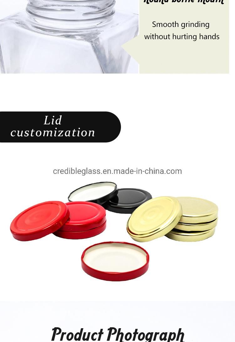 Credible 350ml New Style Wholesale Custom Glass Storage Spice Food Sauce Honey Jar with Screw Cap