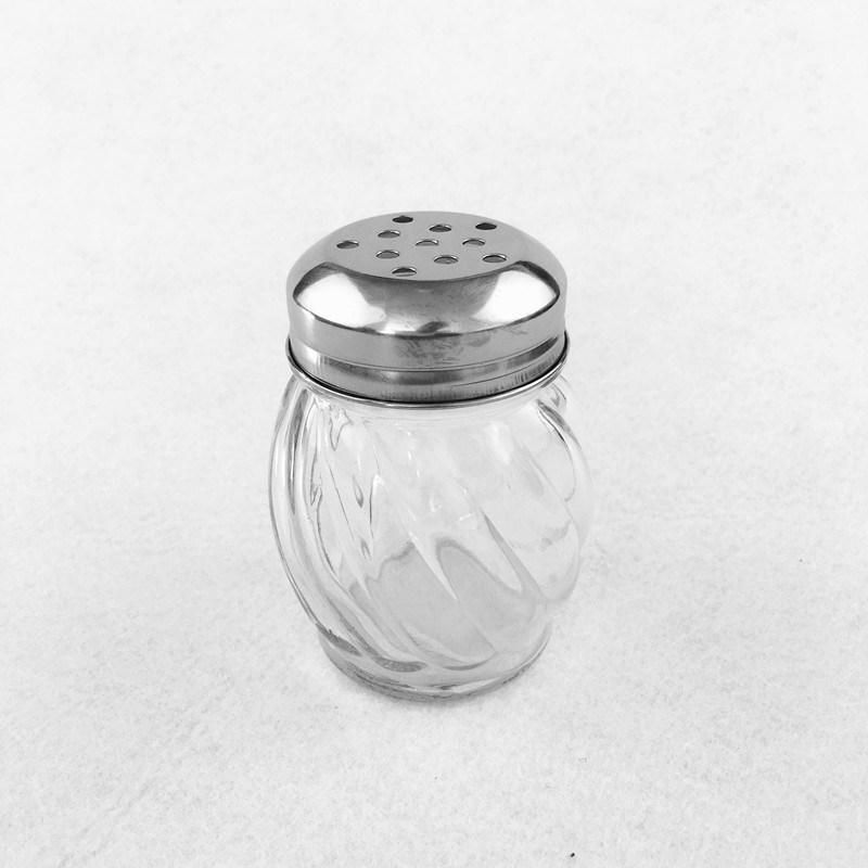 Clear Balll Shape Glass Spice Jar with Metal Caps