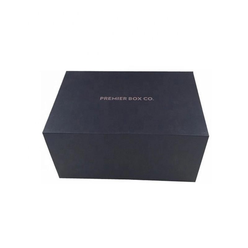 Hot Fancy Magnet Box Carton Black Rigid Flat Luxury Magnetic Folding Storage Paper Gift Box with Ribbon