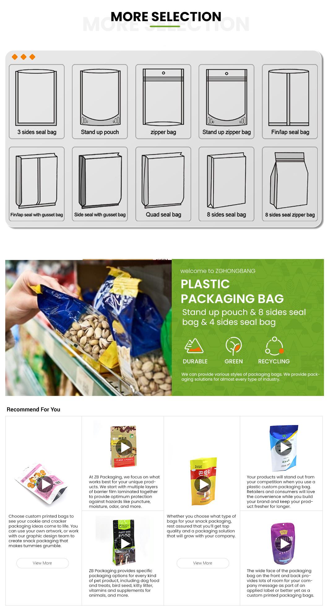 ZB Packaging Food-Grade Plastic Flat Bottom Zipper Food Packaging Bag