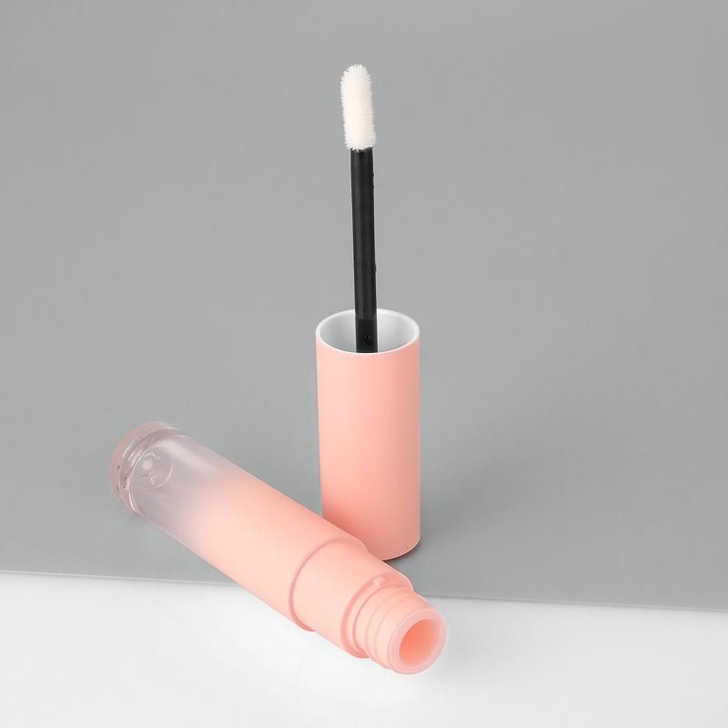 Super Lovely High Quality 5ml Pink Gradient Empty Plastic Lip Gloss Packaging Custom Top Lip Gloss Tubes with Nude Pink Wands