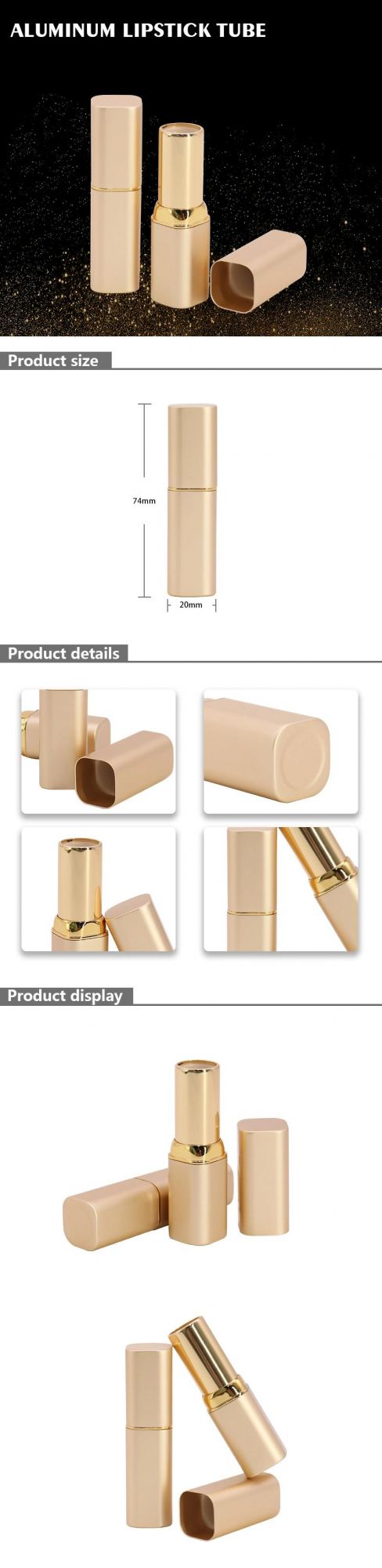 China Factory Custom OEM Cosmetic Fancy Empty Cosmetic Packaging Aluminium Lipstick Tube for Lipstick