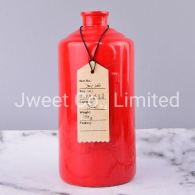 Custom Paint Colors High Grade Red Ceramic Wine Gin Bottle