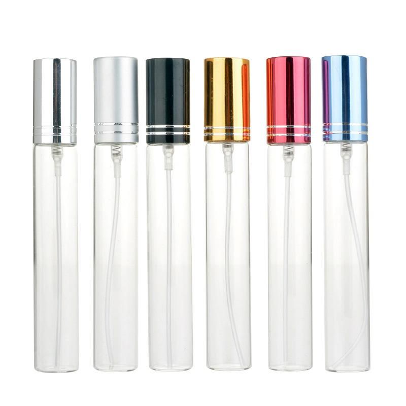 10ml Transparent Thin Glass Sample Vials Portable Mini Perfume Atomizer Colorful Lid Fine Mist Sprayer