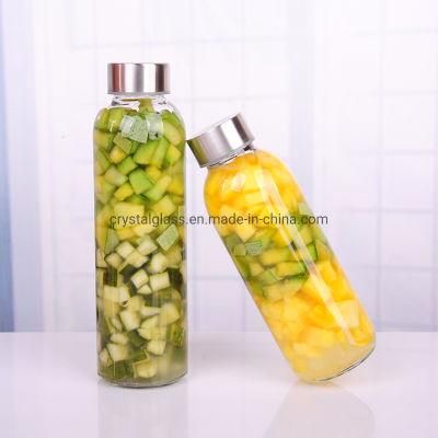 14oz 16oz Customized Transparent Glass Mineral Water Bottles with Lid