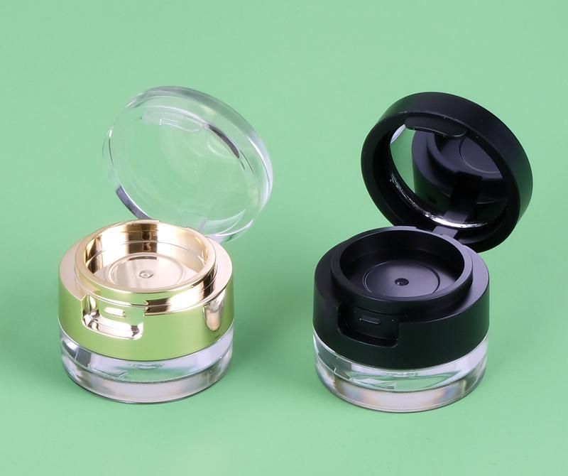 High Quality Cosmetic Packaging Plastic Powder Case Acrylic Cap Compact Powder Case Foundation with Mirror