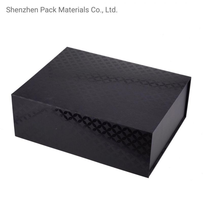 Black Matt Folding Magnetic Logo Custom Packaging Foldable Hardness Luxury Gift High Garment Shoes Box