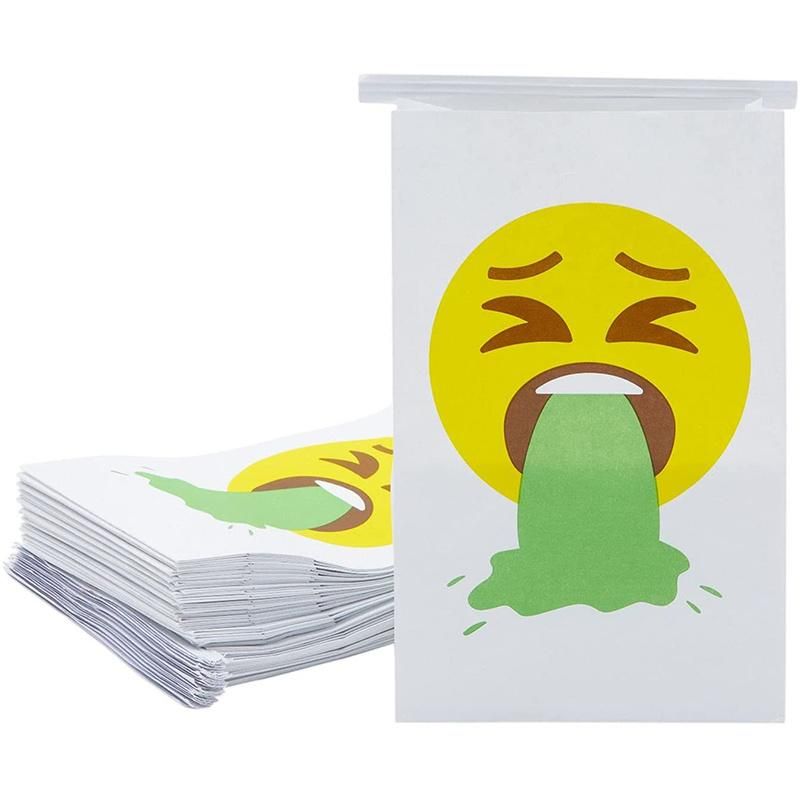 Custom Printed Disposable Bulk Outdoor Vomitin Air Sickness Plane Vomit Little Airsickness Paper Bags