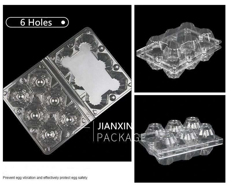 Pet 6 Holes Disposable Plastic Egg Box Packaging Tray