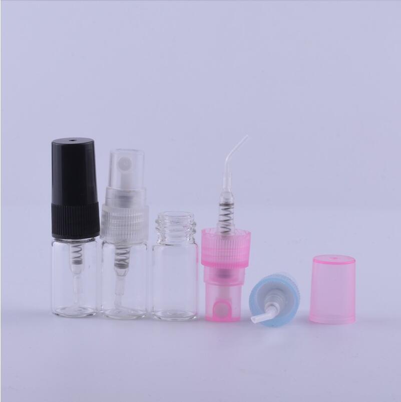 Top Quality Glass Pump Sprayer Bottles with 2 Colors Cap Vial Sample Test Bottle 2 Cc Mini Atomizer