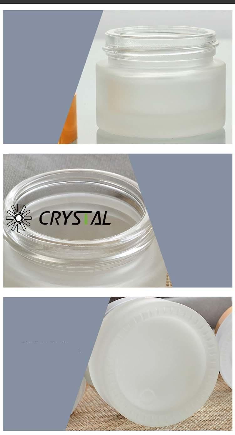 30g 50g Modern Frosted Glass Cream Jar in Customized Packing