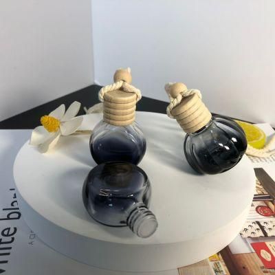 Empty 8ml 15ml Car Air Freshener Bottles Wooden Cap Glass Hanging Perfume Bottle Fragrance Diffuser Ombre Pumpkin Round Shape