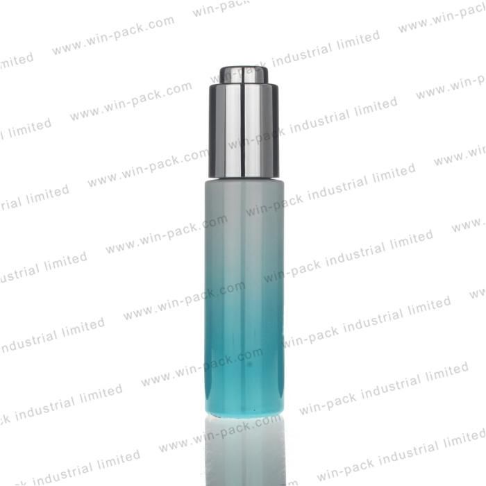 Winpack Cosmetic Painting Blue Color 30ml Bottle Dropper Clear Glass Heavy Bottom Small Clear Small Glass Bottles,Cosmetic Glass Bottle,Essence Oil Glass Bottle